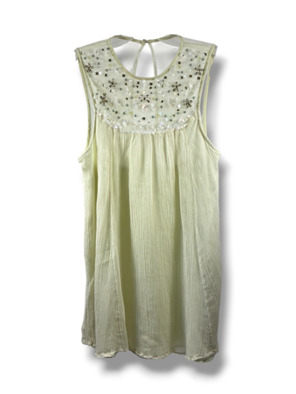 Kimchi Blue Embellished Sleeveless Mini Dress in Sheer Light Green Size M